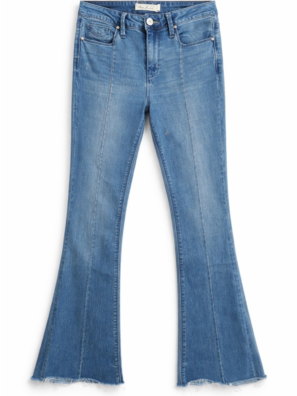 Unpublished flare jeans high rise raw hem stretch denim 25